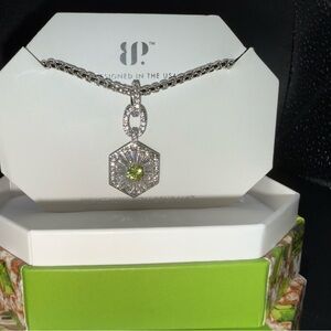 BP Silver Necklace with Green Accent birthday necklace 2025 new great gift idea
